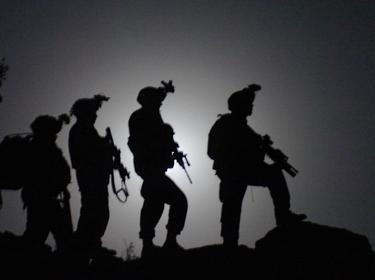 Soldiers on a nighttime patrol