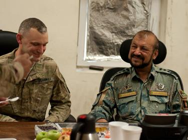 In a regional first, U.S. Army intelligence officers met face-to-face with their Afghan National Security Forces counterparts at the Afghan Border Police Zone 1 compound in Jalalabad, Nangarhar province