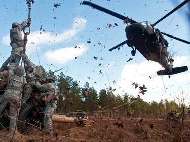 Paratroopers during air assault training