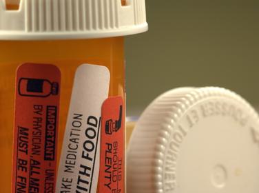 close up of pill bottles