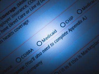 Medicaid option highlighted on an online form