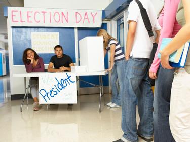 High school students holding a class election