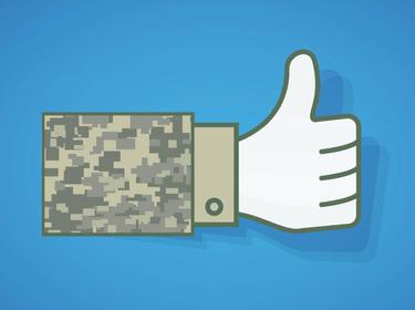 A Facebook like icon with a camouflage sleeve, image by Ben Sherman/army.mil