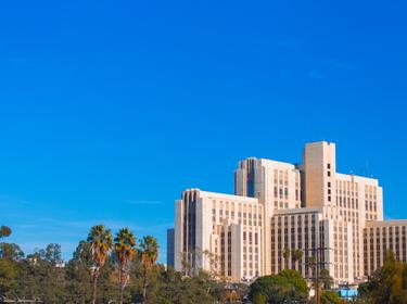 Los Angeles General Hospital, skyline view near downtown, photo by Jorge Villalba/Getty Images