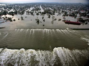 Aerial photograph of the devastation caused in the greater New Orleans area following Hurricane Katrina, August 30, 2005, photo by Vincent Laforet/Pool/Reuters