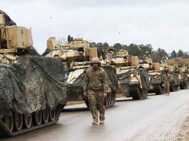 Elements of 2nd Armored Brigade Combat Team, 1st Cavalry Division, convoy to the Hohenfels Training Area for Combined Resolve XIII in Germany,  January 18, 2020, photo by Sgt. Megan Zander/U.S. Army National Guard