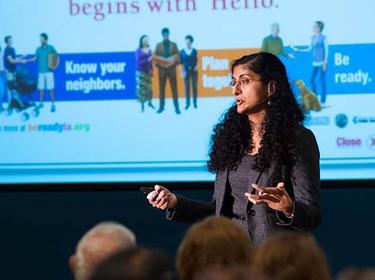Anita Chandra speaking at an event, photo by Diane Baldwin/RAND Corporation