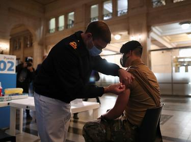 A member of the Armed Forces receives a dose of the COVID-19 vaccine obtained under the COVAX program in Buenos Aires, Argentina, June 15, 2021, photo by Agustin Marcarian/Reuters